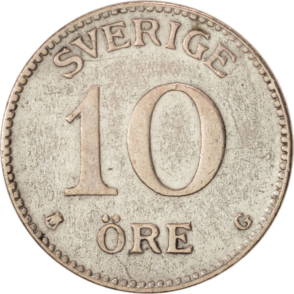 Sweden, Gustaf V, 10 Öre, 1936, AU(50-53), Silver, KM:780