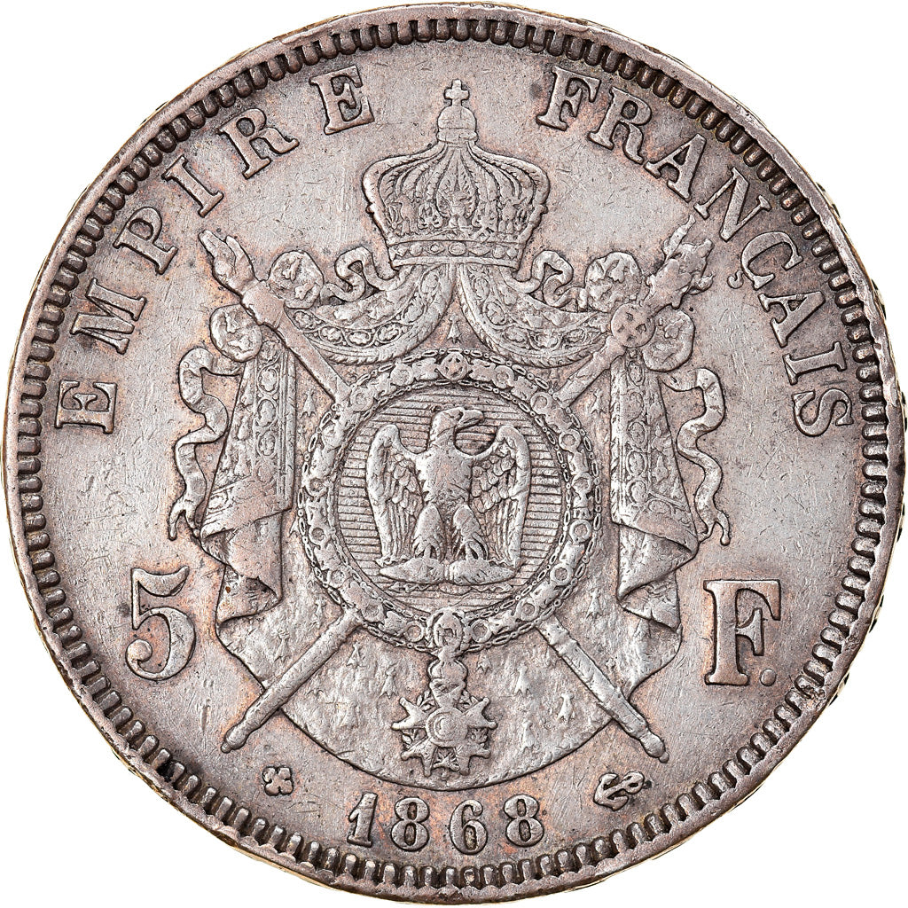 Monnaie, France, Napoléon III, 5 Francs, 1868, Strasbourg, Tranche fautée