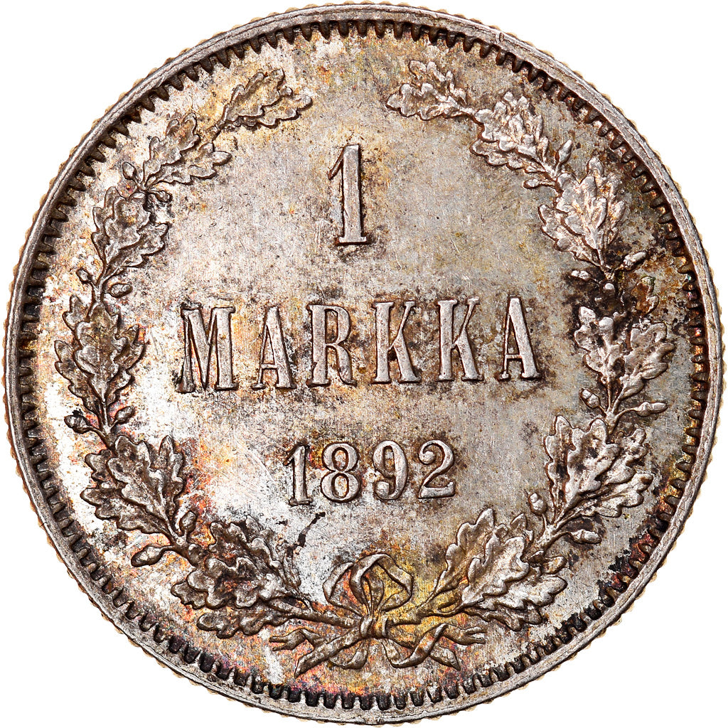 Moneda, Finlandia, Nicholas II, Markka, 1892, EBC+, Plata, KM:3.2