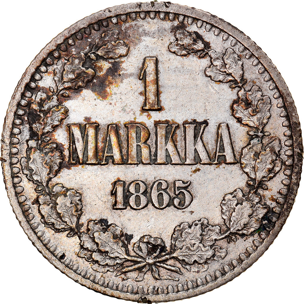 Coin, Finland, Alexander II, Markka, 1865, AU(50-53), Silver, KM:3.1