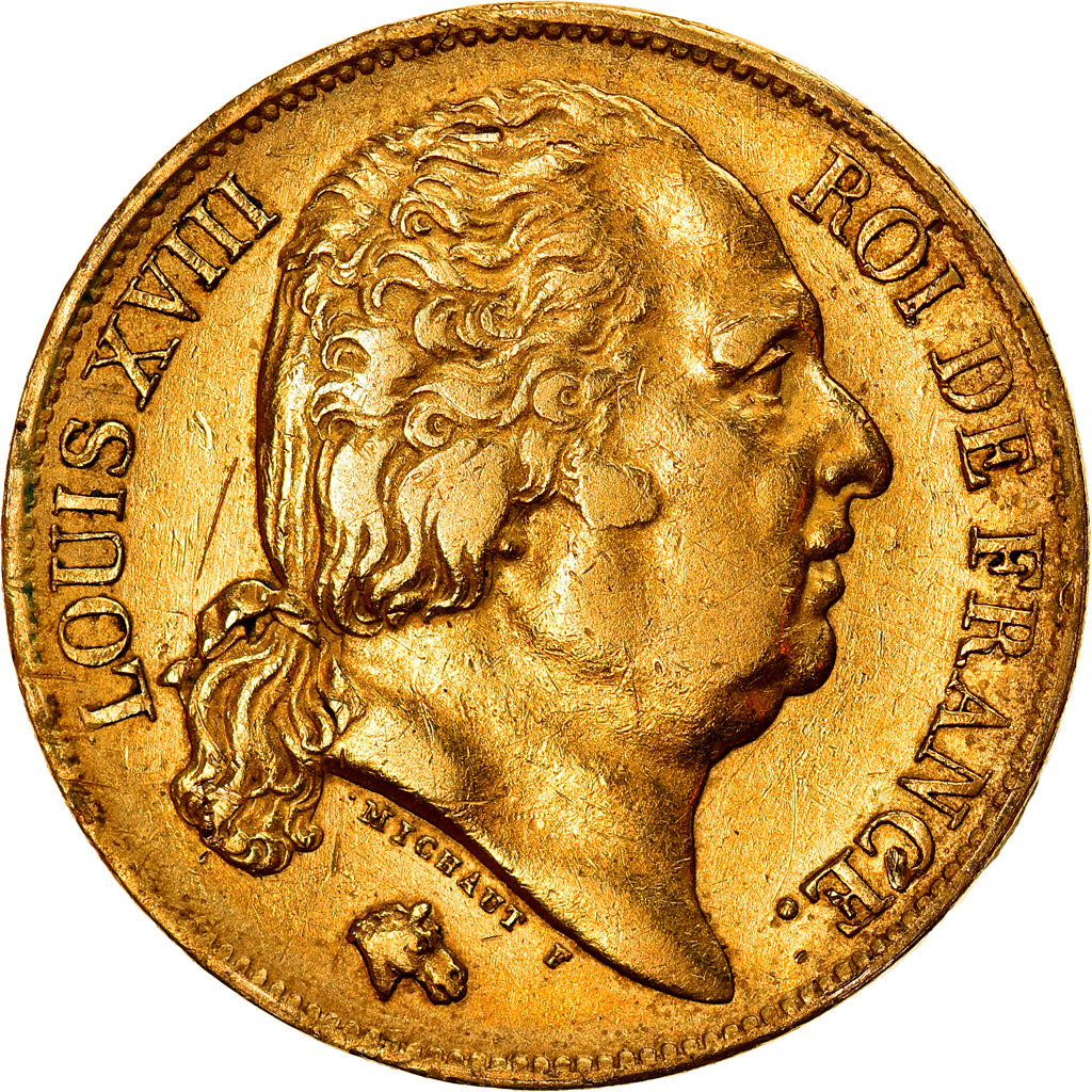 Coin, France, Louis XVIII, Louis XVIII, 20 Francs, 1818, Lille, EF(40-45), Gold