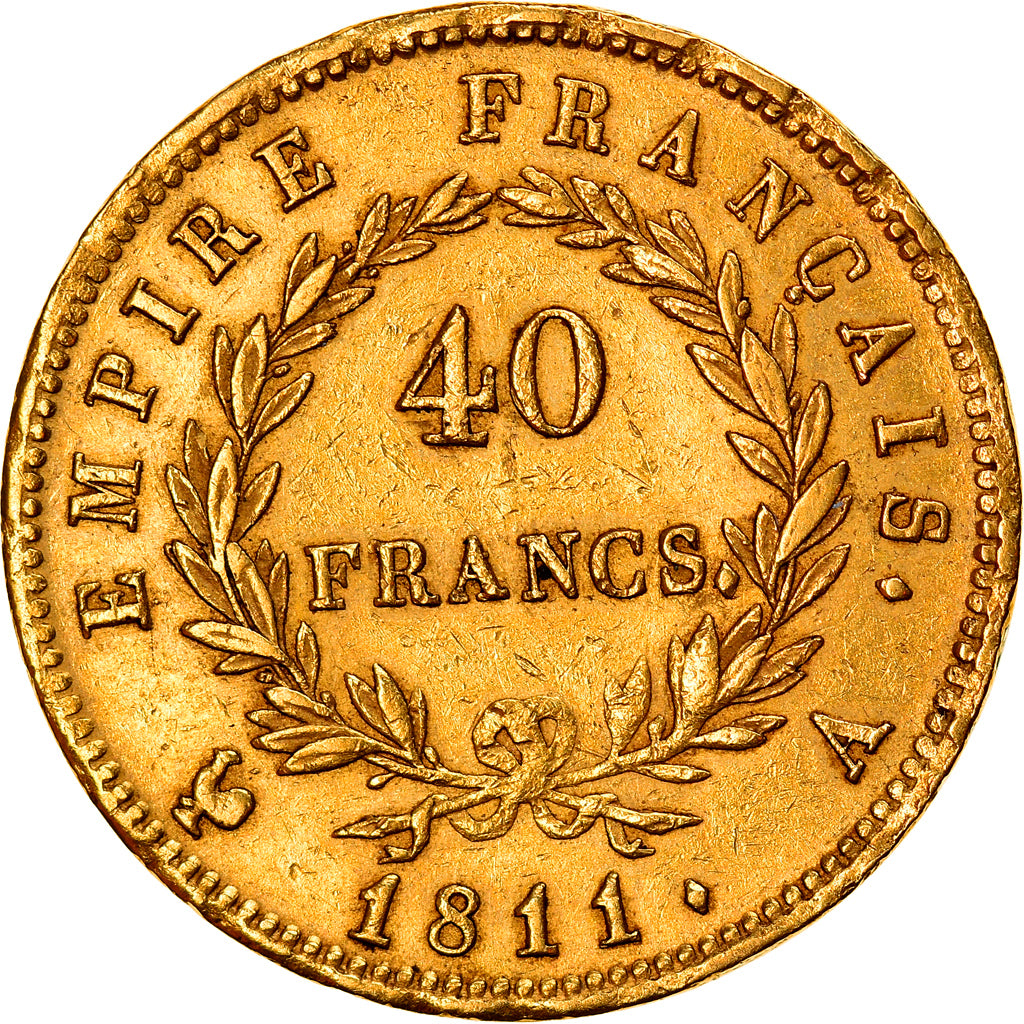 Moneda, Francia, Napoléon I, 40 Francs, 1811, Paris, MBC, Oro, KM:696.1