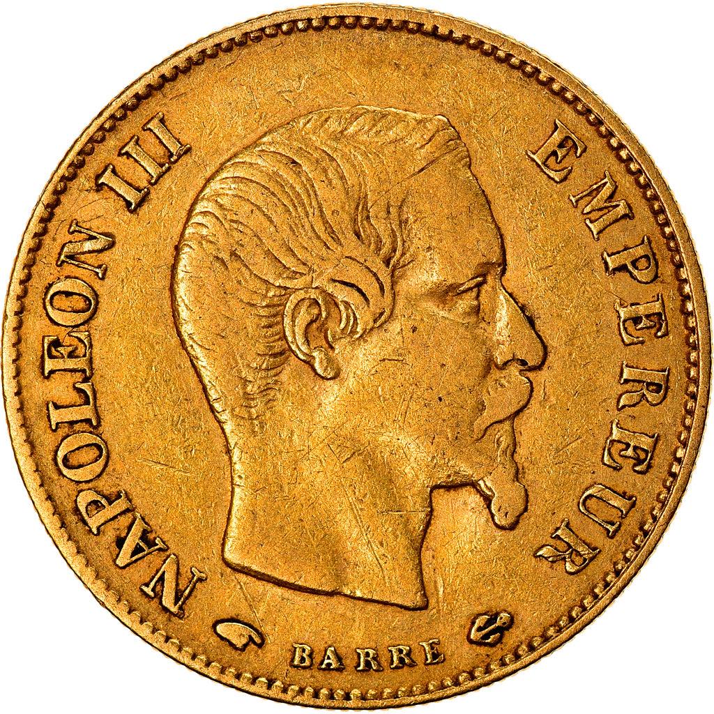 Münze, Frankreich, Napoleon III, 10 Francs, 1858, Paris, S+, Gold, KM:784.3