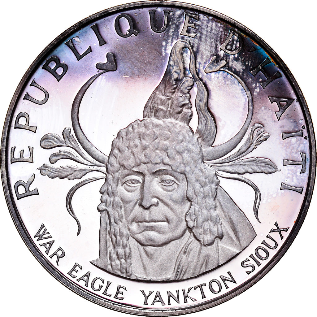 Coin, Haiti, Yankton Sioux, 10 Gourdes, 1971, Proof, MS(65-70), Silver, KM:85
