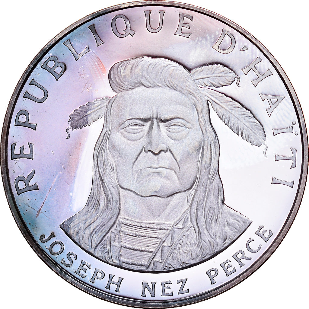 Moneta, Haiti, Joseph Nez Perce, 10 Gourdes, 1971, Proof, MS(65-70), Srebro