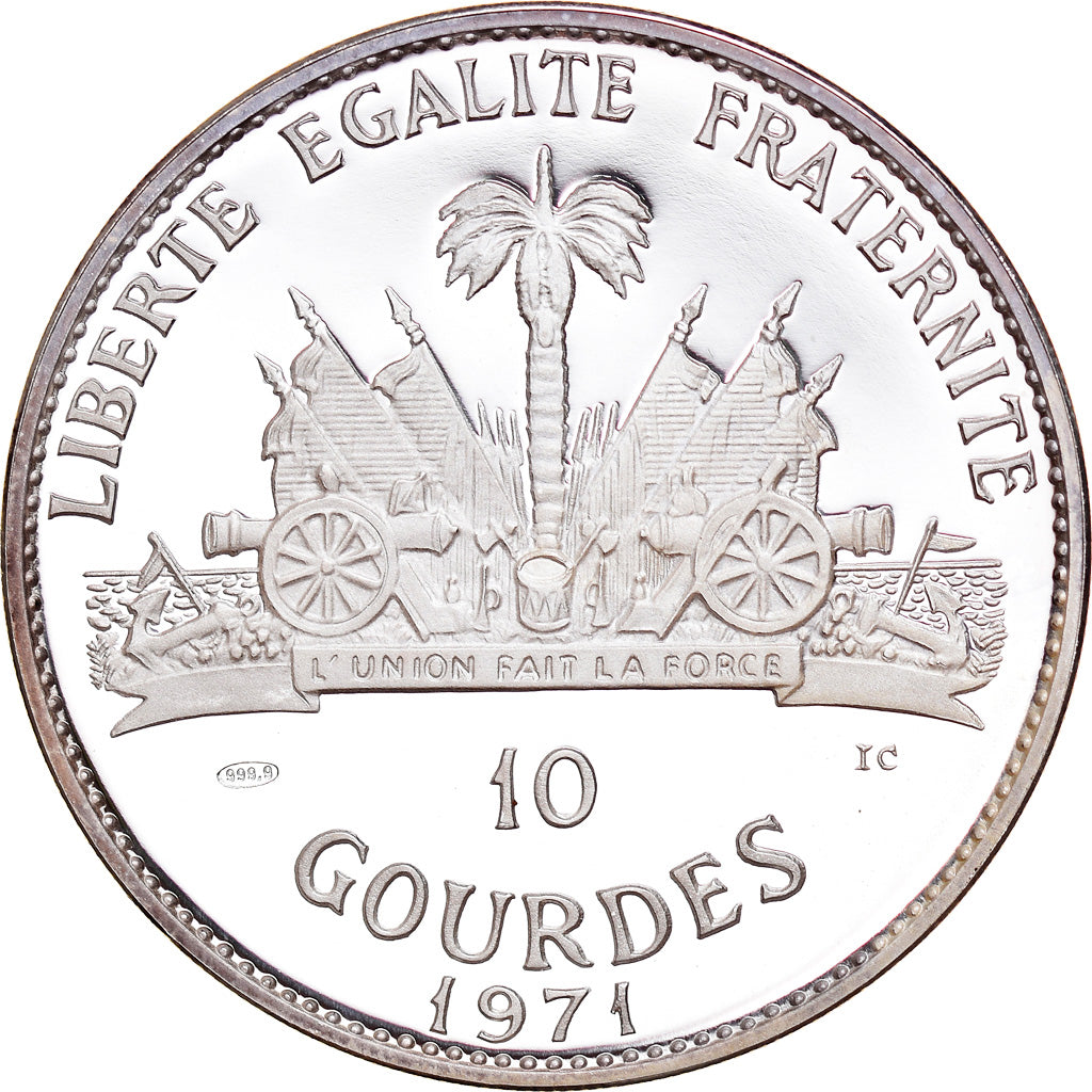Monnaie, Haïti, Osceola Seminole, 10 Gourdes, 1971, Proof, FDC, Argent, KM:79