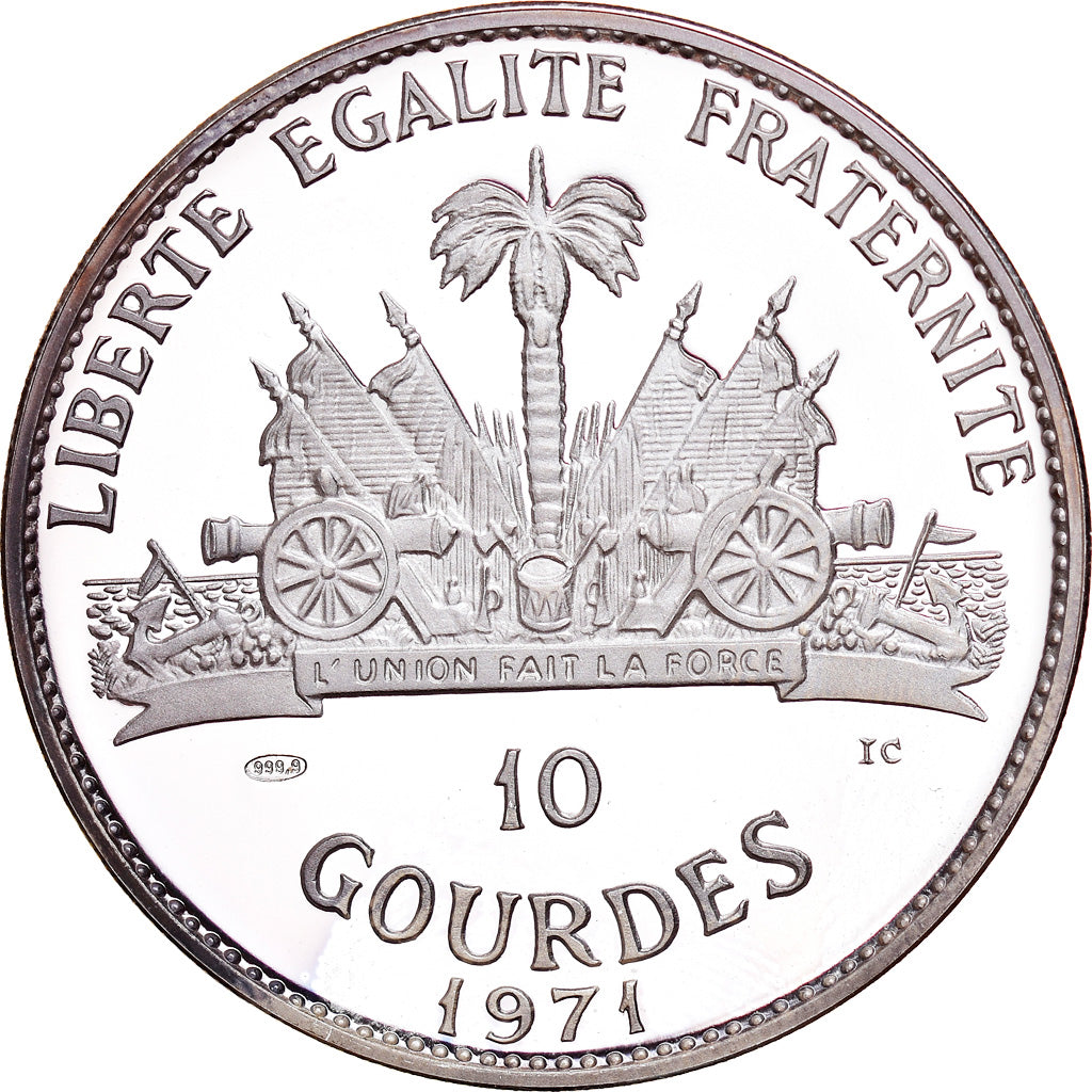 Coin, Haiti, Stalking Turkey Cherokee, 10 Gourdes, 1971, Proof, MS(65-70)