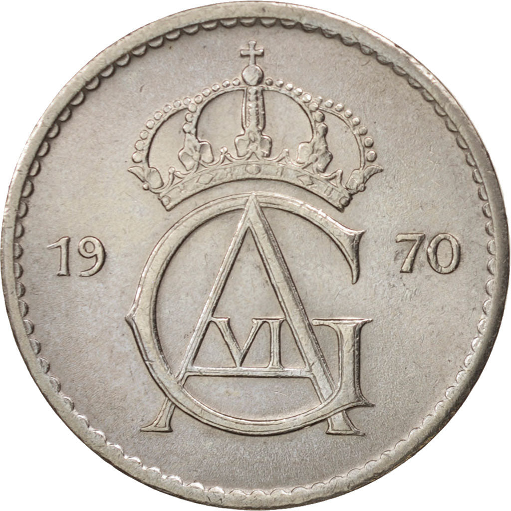 Coin, Sweden, Gustaf VI, 50 Öre, 1970, AU(55-58), Copper-nickel, KM:837