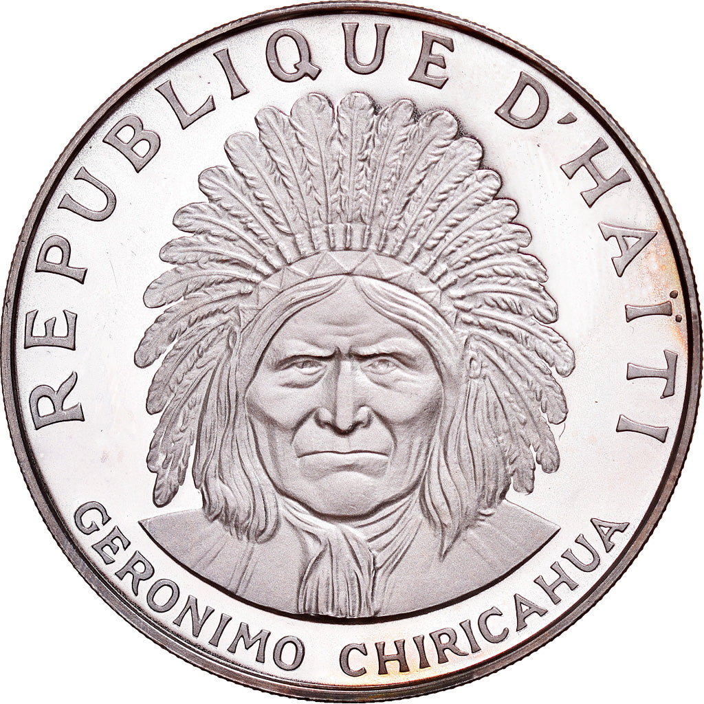 Coin, Haiti, Geronimo Chiricahua, 10 Gourdes, 1971, Proof, MS(65-70), Silver
