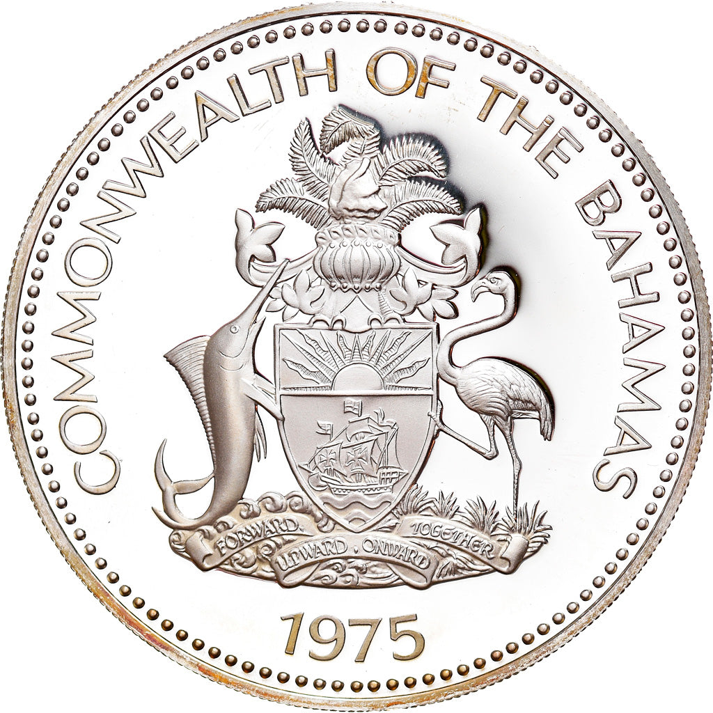 Coin, Bahamas, Elizabeth II, 10 Dollars, 1975, Franklin Mint, U.S.A., Proof