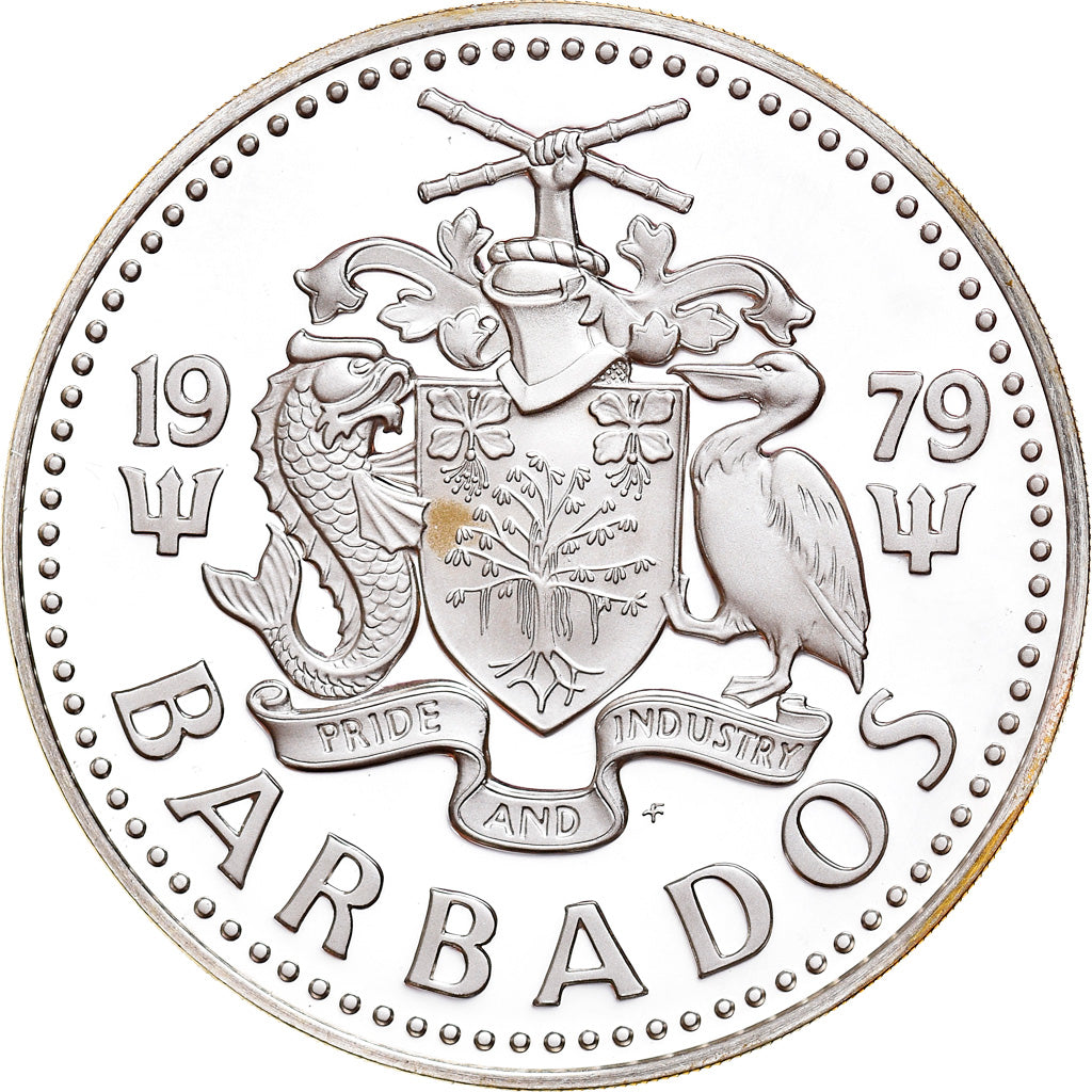 Moneta, Barbados, 10 Dollars, 1979, Franklin Mint, FDC, Argento, KM:17a