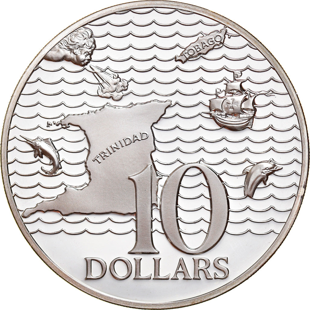 Coin, TRINIDAD & TOBAGO, 10 Dollars, 1979, Franklin Mint, Proof, MS(65-70)
