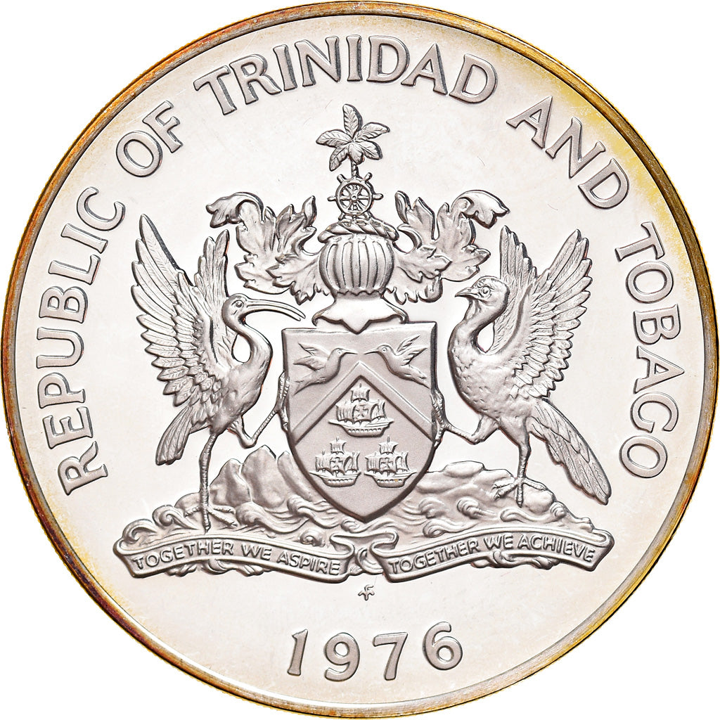 Coin, TRINIDAD & TOBAGO, 10 Dollars, 1976, Franklin Mint, MS(65-70), Silver