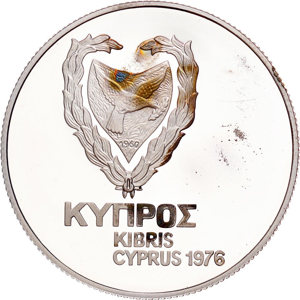 Coin, Cyprus, 500 Mils, 1976, Proof, MS(65-70), Silver, KM:45a
