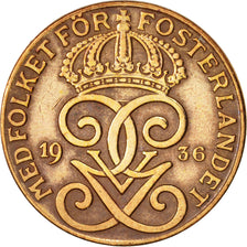 Sweden, Gustaf V, 2 Öre, 1936, EF(40-45), Bronze, KM:778