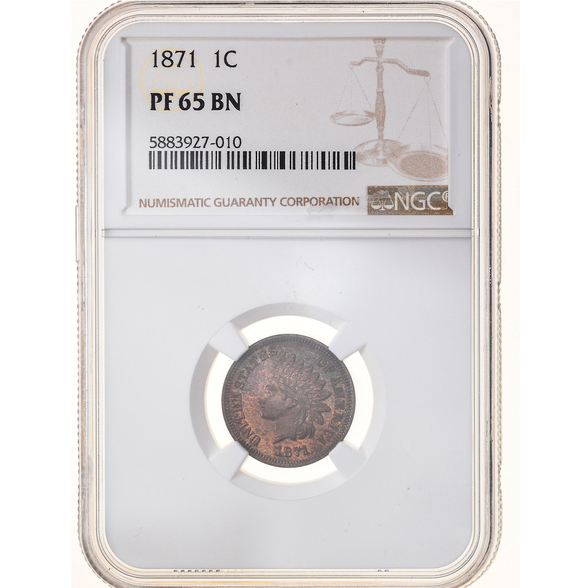Coin, United States, Indian Head Cent, Cent, 1871, Philadelphia, Proof, NGC
