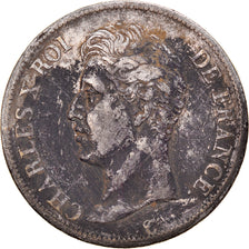Moeda, França, Charles X, 5 Francs, 1826, Paris, VF(20-25), Prata, KM:720.1