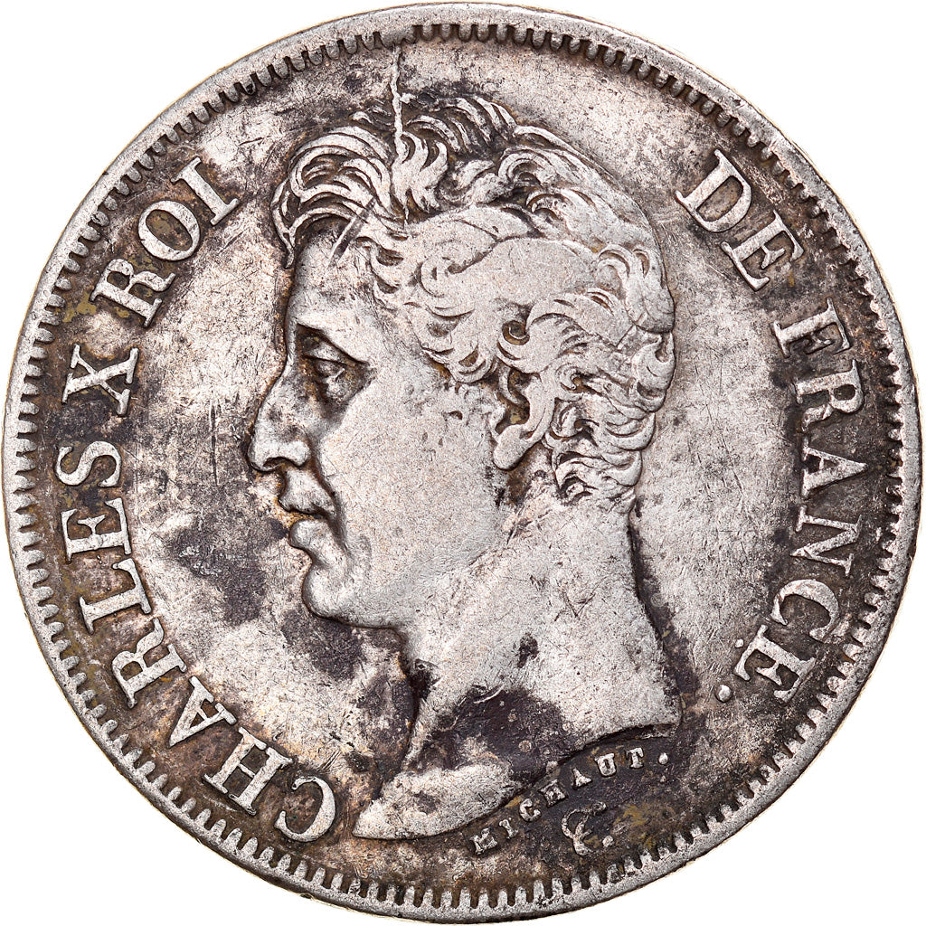 Coin, France, Charles X, 5 Francs, 1826, Lyon, VF(30-35), Silver, KM:720.4