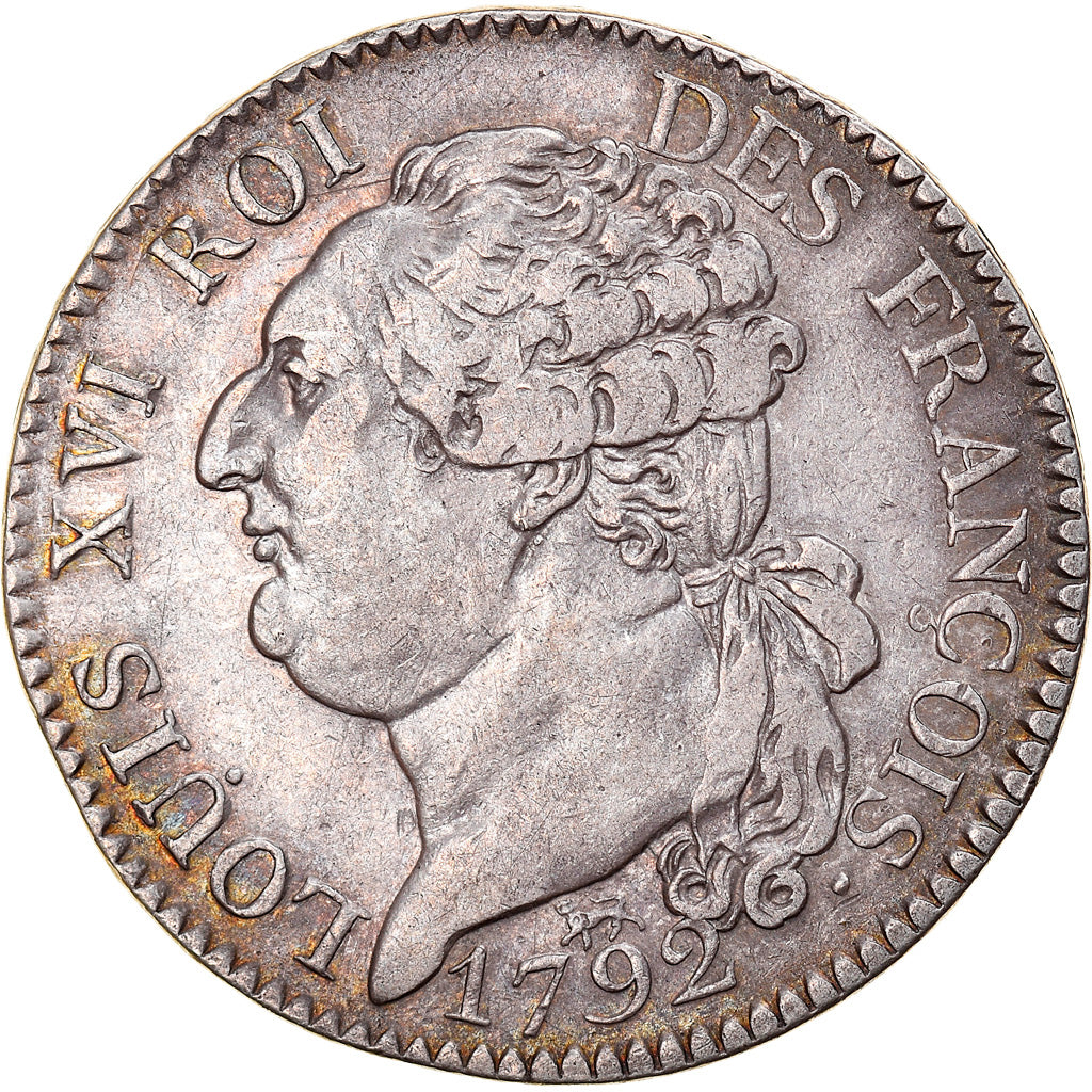 Munten, Frankrijk, Louis XVI, 1/2 ECU, 3 Livres, 1792, Paris, ZF+, Zilver