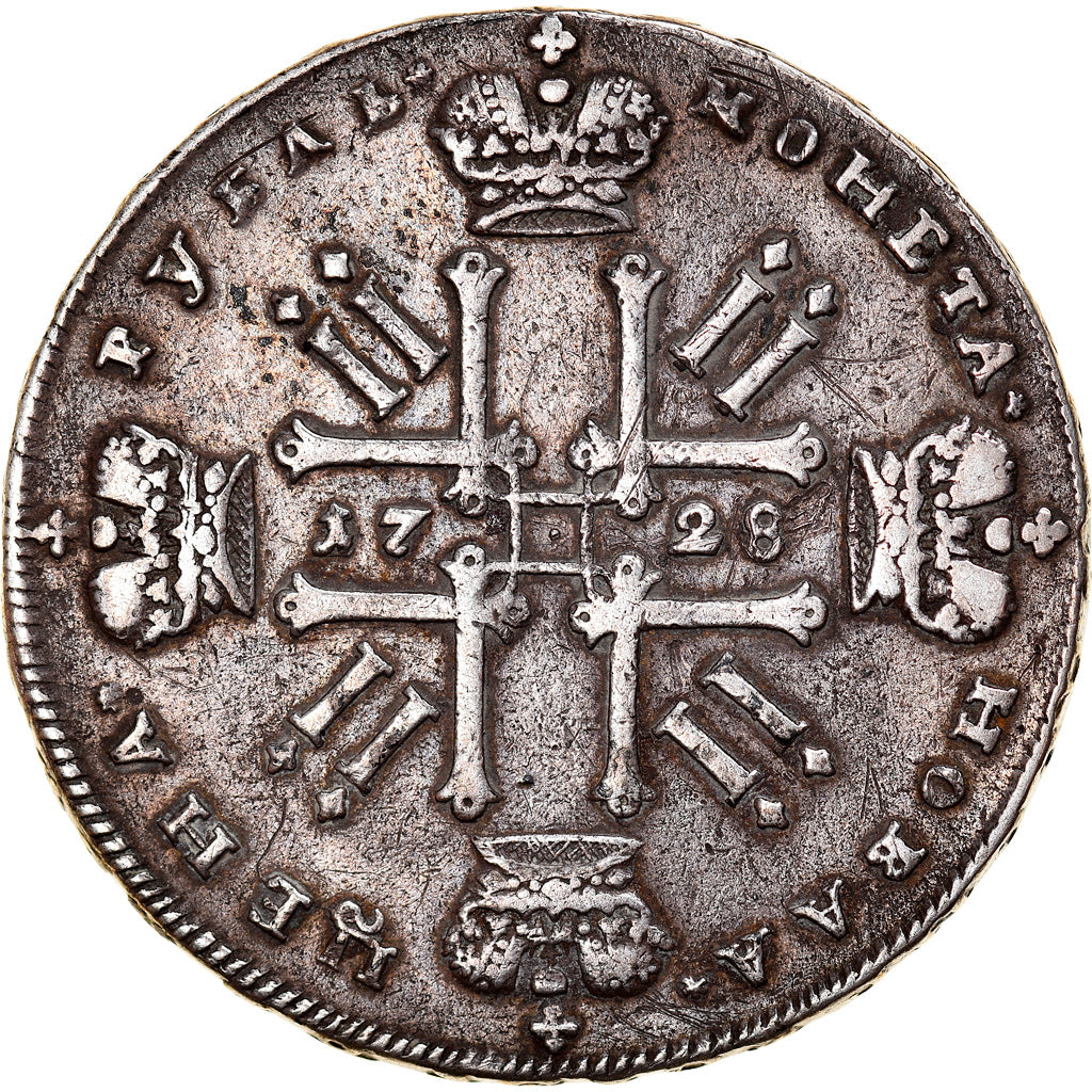 Coin, Russia, Peter II, Rouble, 1728, Moscow, VF(30-35), Silver, KM:182.2