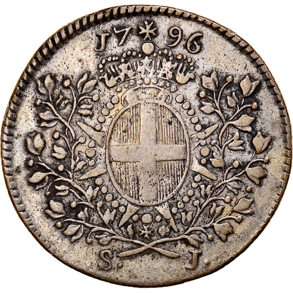 Monnaie, MALTA, ORDER OF, Emmanuel de Rohan, Scudo, 12 Tari, 1796, TB+, Argent
