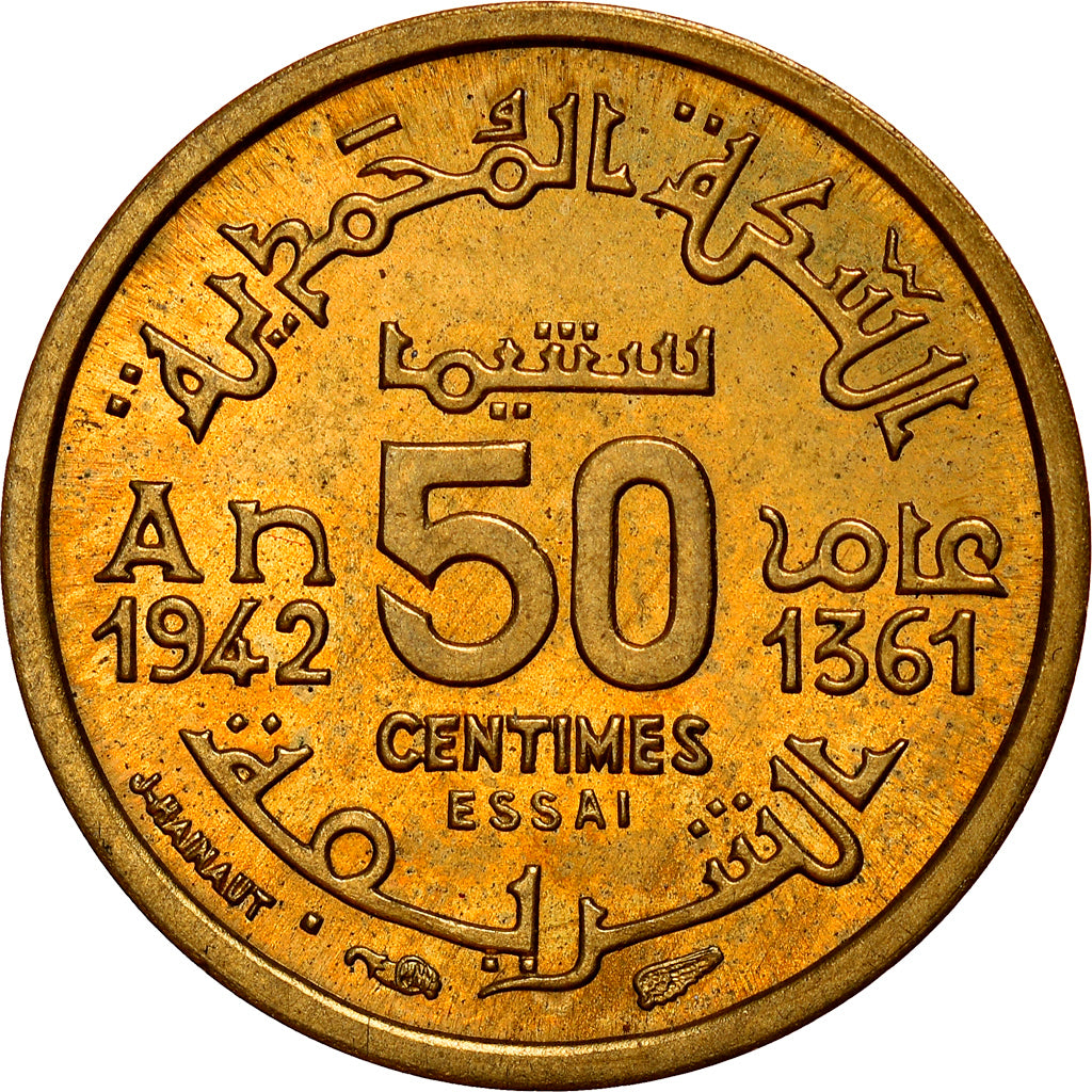 Monnaie, Maroc, Mohammed V, 50 Centimes, 1942/AH1361, Paris, ESSAI, FDC