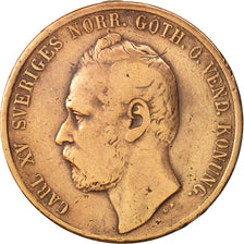 Svezia, Carl XV Adolf, 5 Öre, 1872, MB+, Bronzo, KM:707