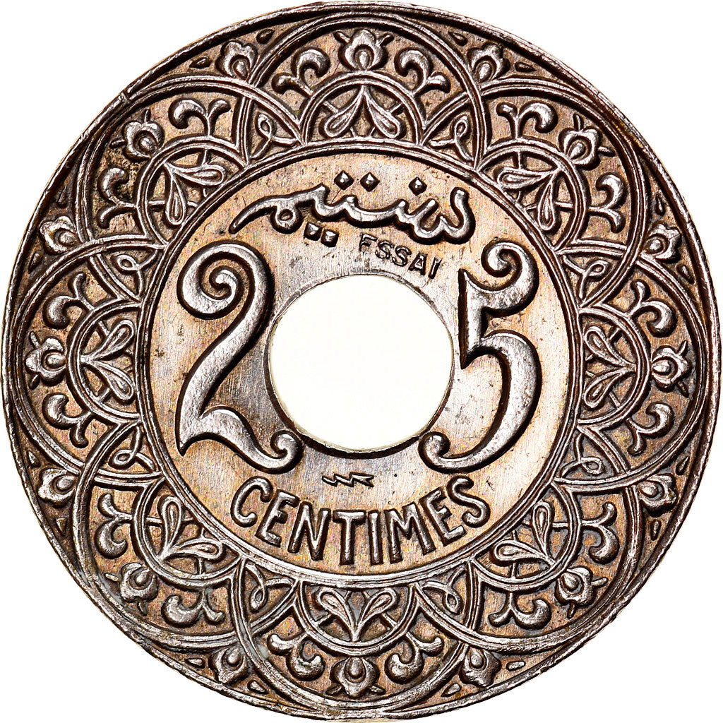 Moneda, Marruecos, Yusuf, 25 Centimes, 1921 (AH 1340), Poissy, ESSAI, SC, Cobre