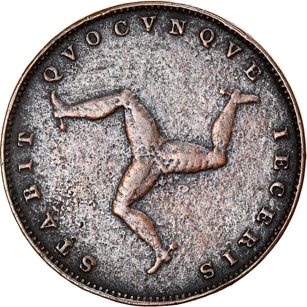 Monnaie, Isle of Man, Victoria, Farthing, 1839, TB+, Cuivre, KM:12
