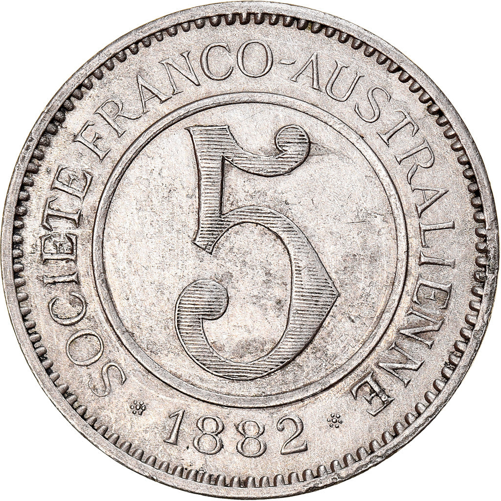 Monnaie, Nouvelle-Calédonie, 5 Francs, 1882, TTB, Copper-nickel, KM:Tn4