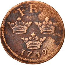 Suède, Frederick I, Ore, K.M., 1749, B+, Cuivre, KM:383.3