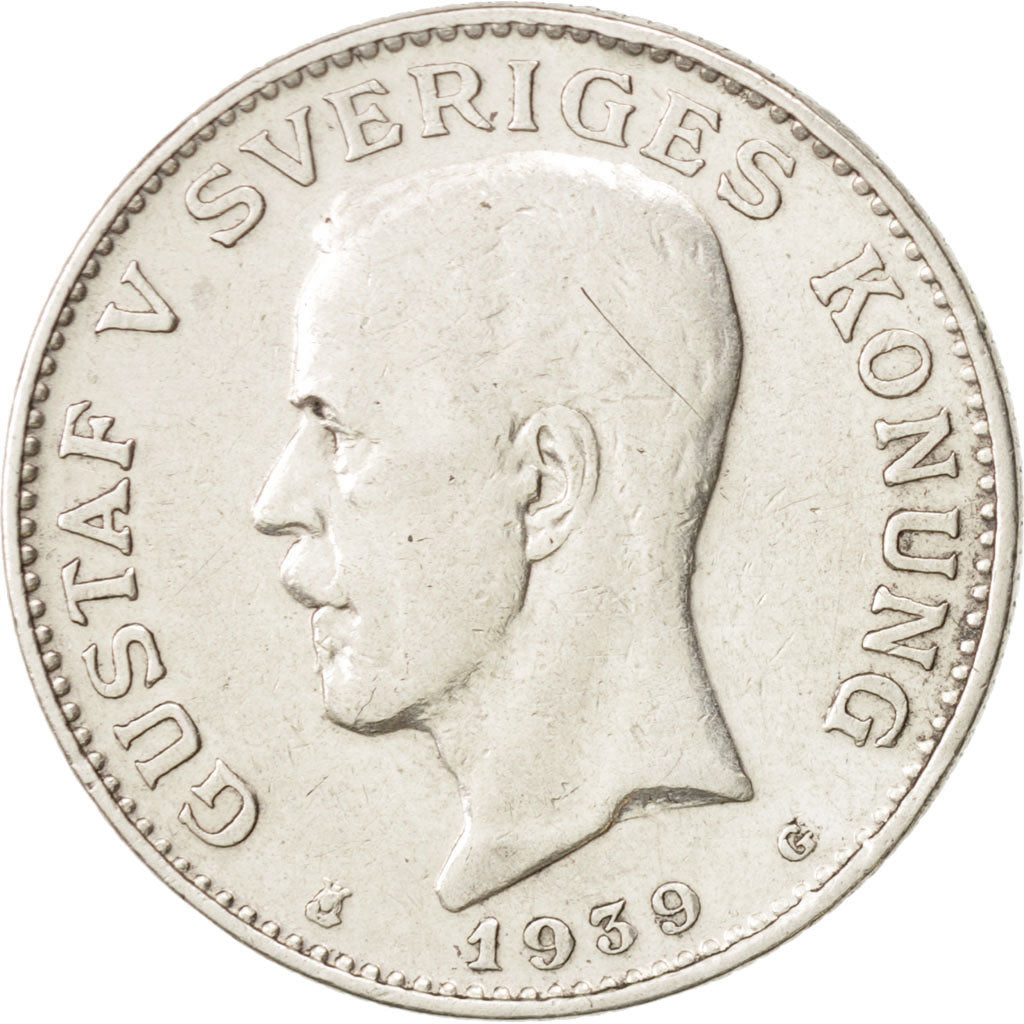 Coin, Sweden, Gustaf V, Krona, 1939, EF(40-45), Silver, KM:786.2