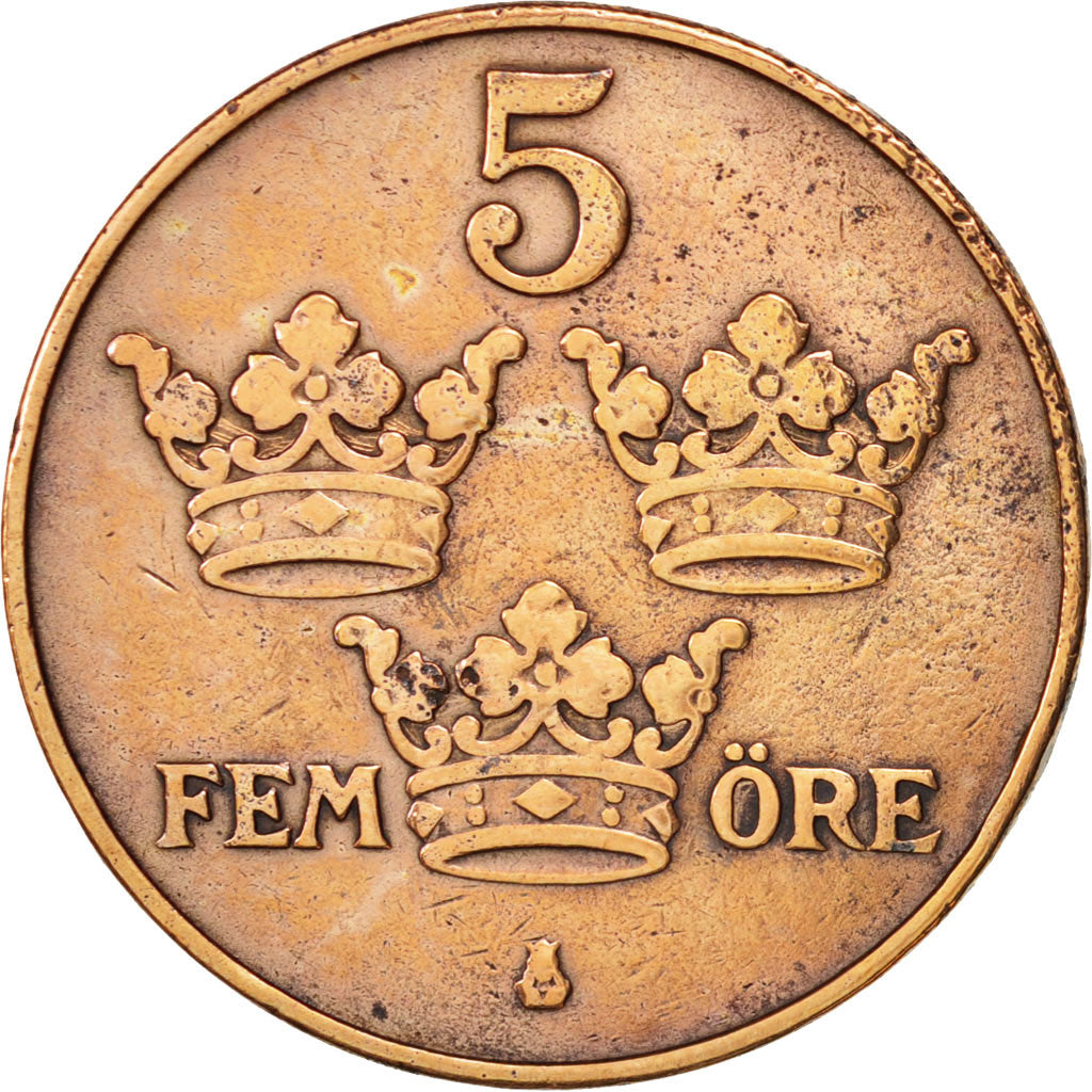 Sweden, Gustaf V, 5 Öre, 1911, EF(40-45), Bronze, KM:779.2
