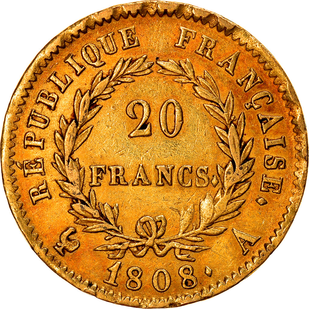 Coin, France, Napoléon I, 20 Francs, 1808, Paris, EF(40-45), Gold, KM:687.1