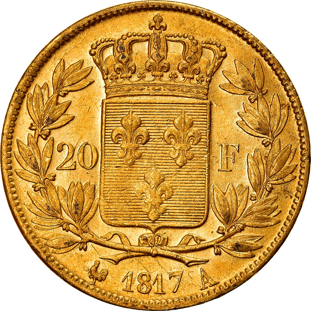 Coin, France, Louis XVIII, 20 Francs, 1817, Paris, AU(50-53), Gold, KM:712.1