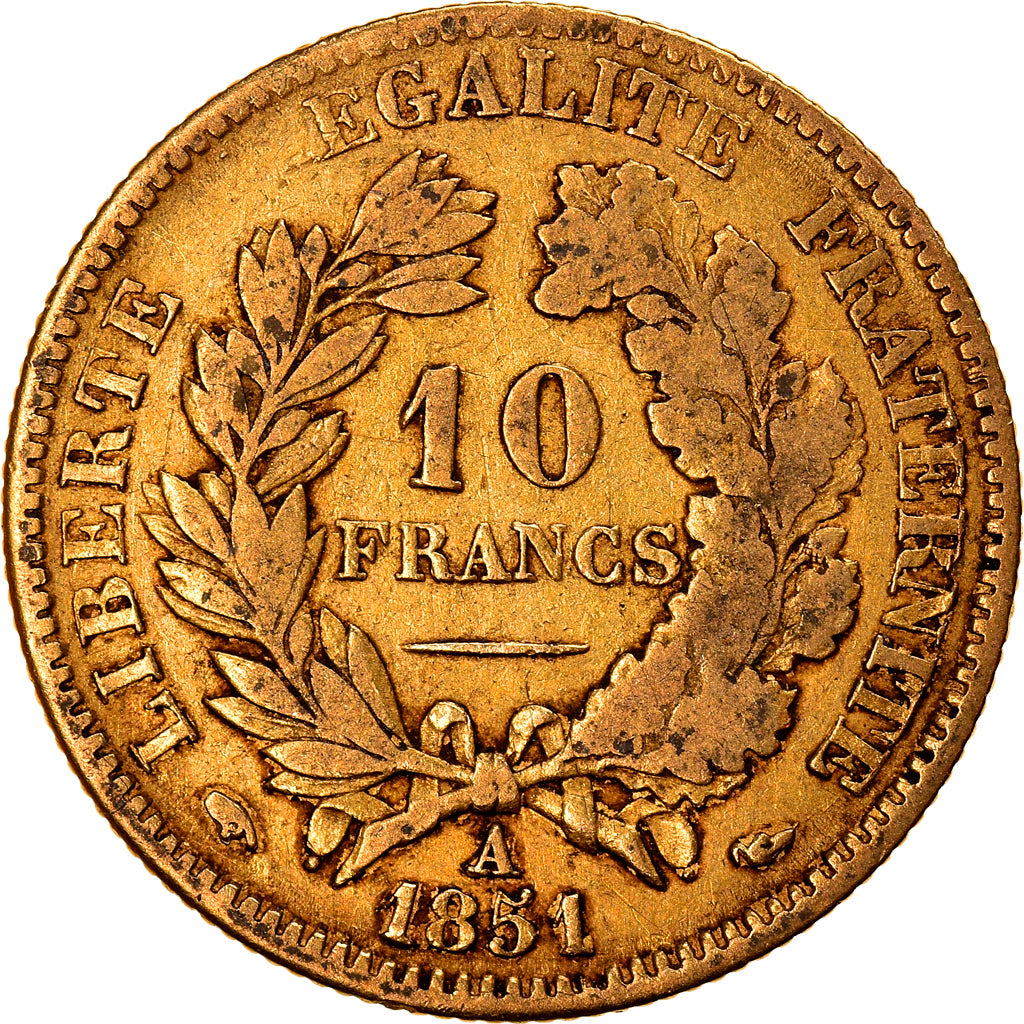 Coin, France, Cérès, 10 Francs, 1851, Paris, VF(30-35), Gold, KM:770