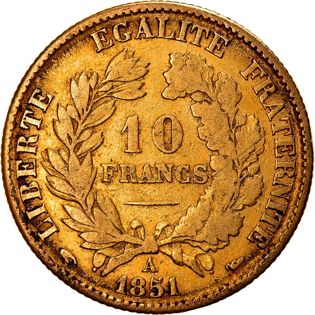 Münze, Frankreich, Cérès, 10 Francs, 1851, Paris, S+, Gold, KM:770