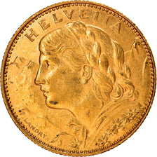 Coin, Switzerland, 10 Francs, 1913, Bern, AU(50-53), Gold, KM:36