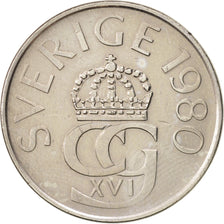 Moneta, Svezia, Carl XVI Gustaf, 5 Kronor, 1980, BB+, Rame-nichel, KM:853