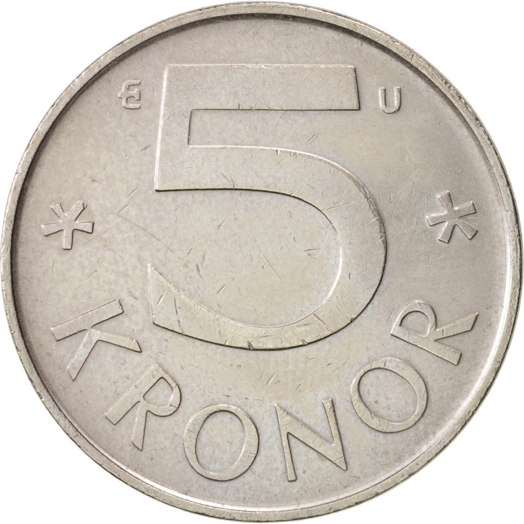 Moneta, Svezia, Carl XVI Gustaf, 5 Kronor, 1980, BB+, Rame-nichel, KM:853