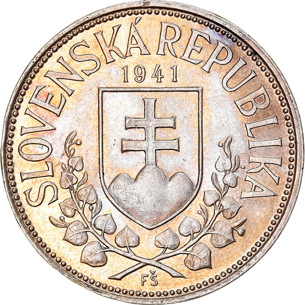 Coin, Slovakia, 20 Korun, 1941, AU(55-58), Silver, KM:7.2
