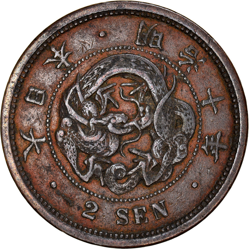 Coin, Japan, Mutsuhito, 2 Sen, 1877, VF(30-35), Bronze, KM:18.2