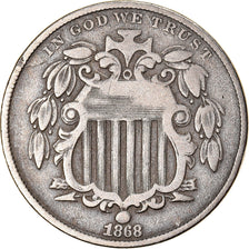 Coin, United States, Shield Nickel, 5 Cents, 1868, U.S. Mint, Philadelphia