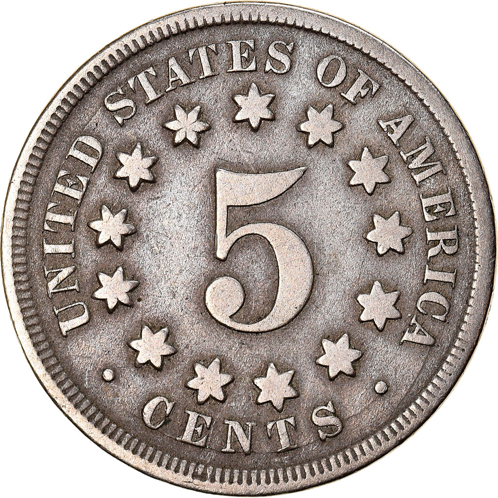 Coin, United States, Shield Nickel, 5 Cents, 1868, U.S. Mint, Philadelphia