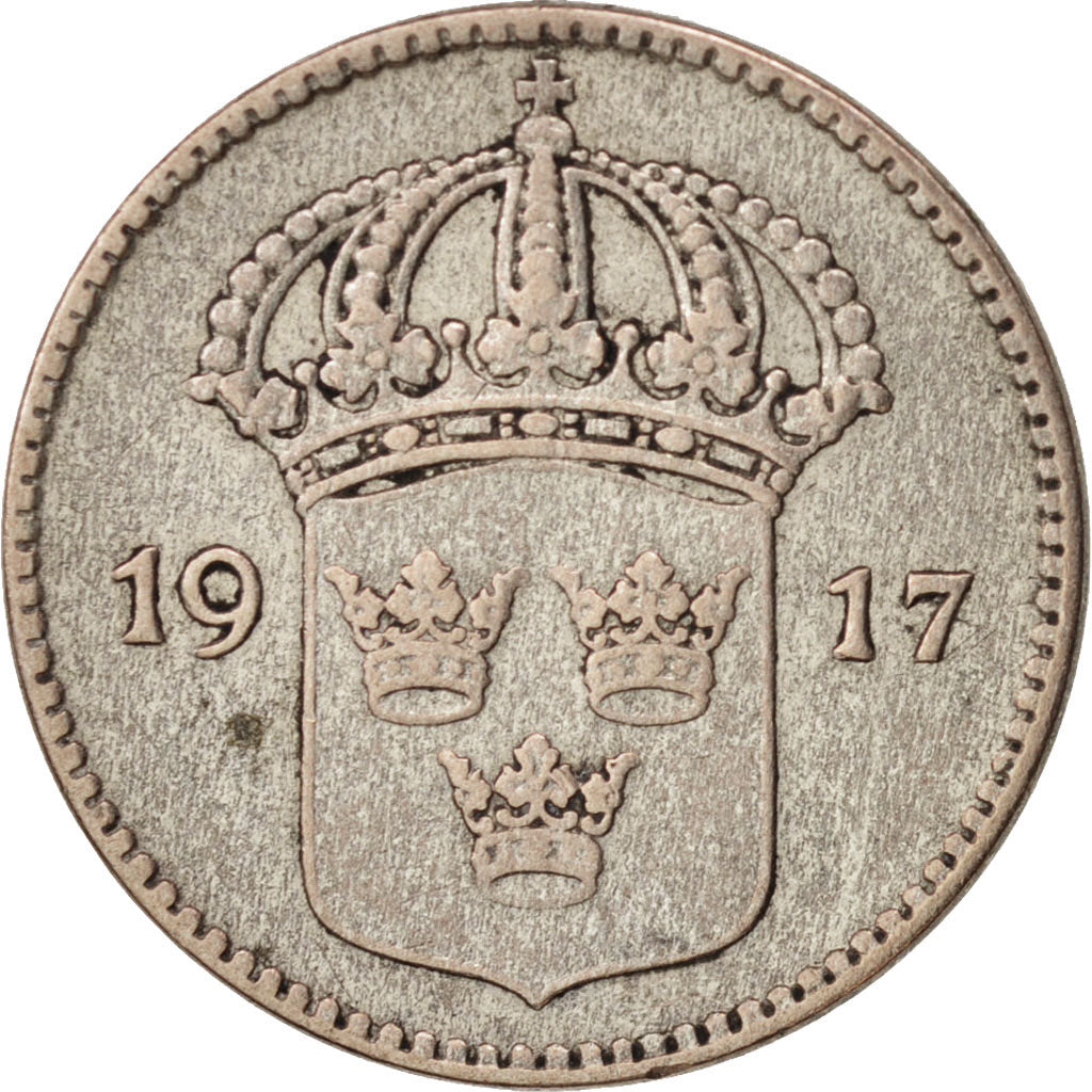 Sweden, Gustaf V, 10 Öre, 1917, EF(40-45), Silver, KM:780