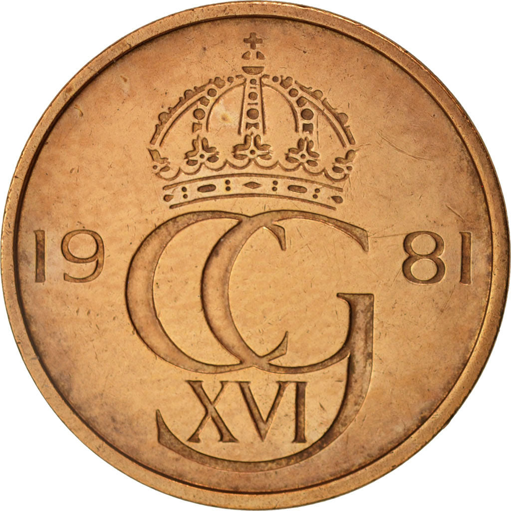 Sweden, Carl XVI Gustaf, 5 Öre, 1981, EF(40-45), Bronze, KM:849