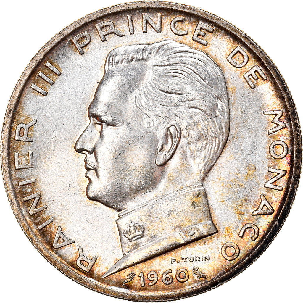 Monnaie, Monaco, Rainier III, 5 Francs, 1960, SUP, Argent, Gadoury:MC 152