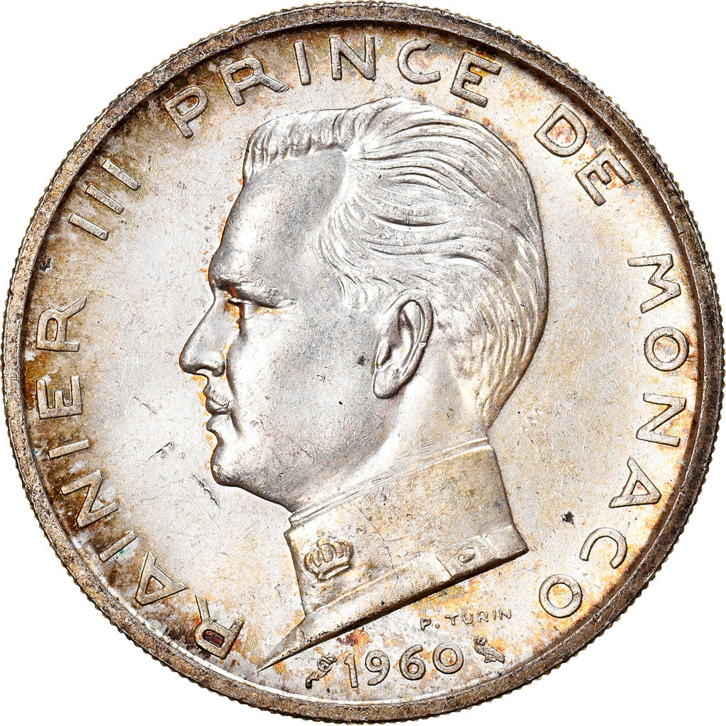 Monnaie, Monaco, Rainier III, 5 Francs, 1960, SUP, Argent, Gadoury:MC 152