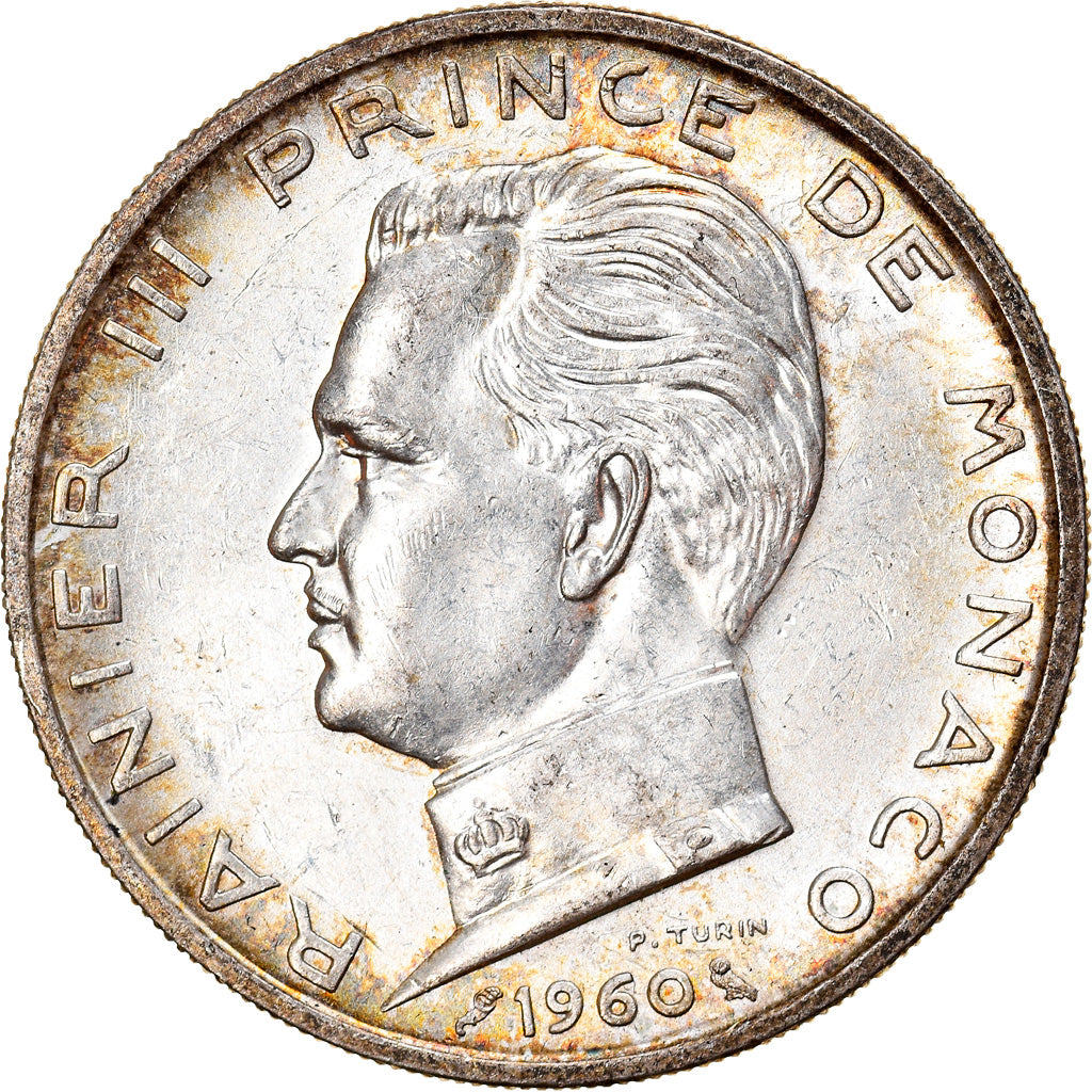 Münze, Monaco, Rainier III, 5 Francs, 1960, VZ, Silber, KM:141, Gadoury:MC 152