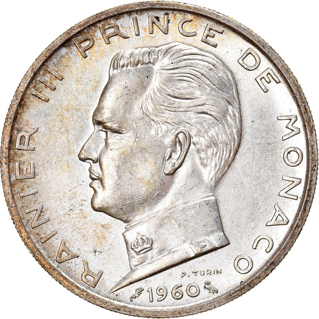 Monnaie, Monaco, Rainier III, 5 Francs, 1960, SUP, Argent, Gadoury:MC 152